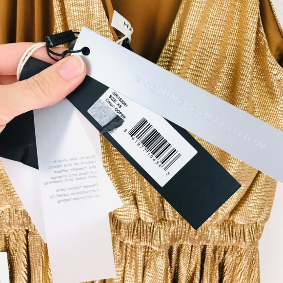 Halston Heritage Women's Sleeveless Gold Cocktail - Picture 6 of 8